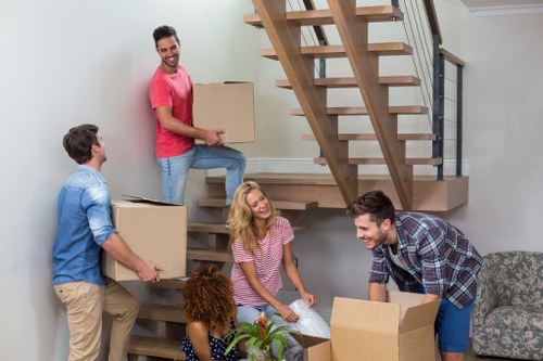 Removal van and moving boxes for a Barnsbury house move