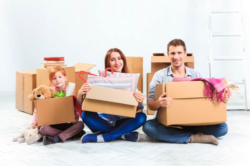 Packed boxes and moving supplies for a local Barnsbury home move