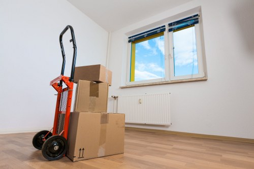 Professional team packing office furniture and equipment for a Barnsbury relocation